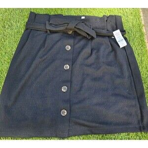 Ardene Womens Button Front Black Skirt Size L (0A-AP03347) NWT